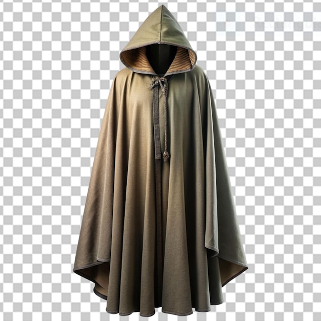 medieval hooded cloak on transparent background