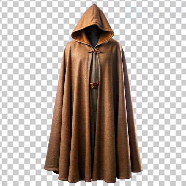 medieval hooded cloak on transparent background