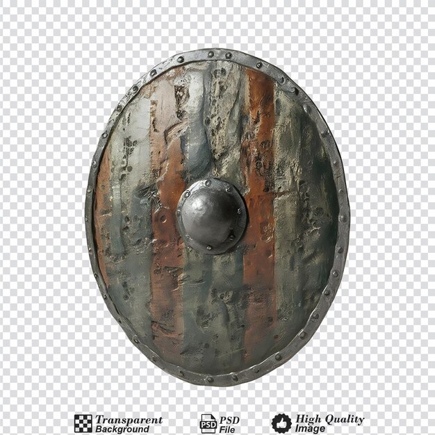 PSD medieval metal shield isolated on transparent background