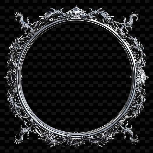 Medieval Silver Frame With Heraldic Symbols Decorated With D PNG Luxurious Background Design