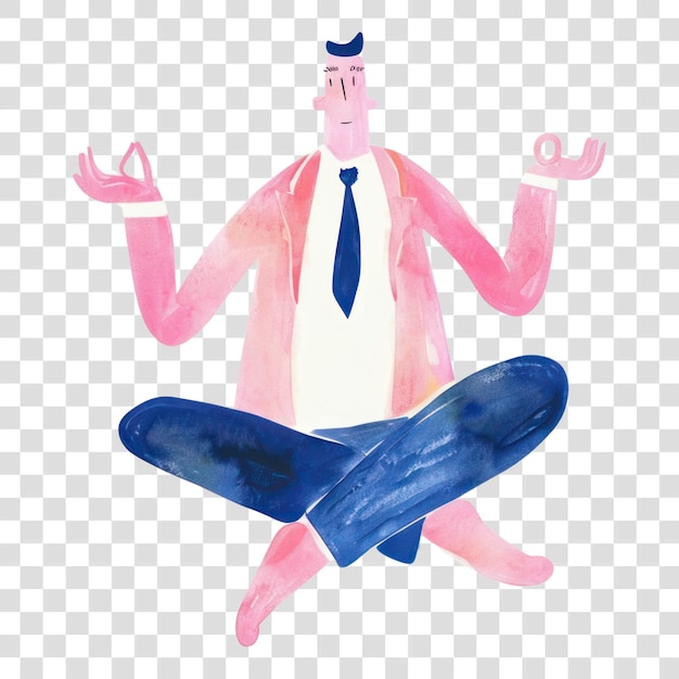 PSD meditating businessman in lotus pose