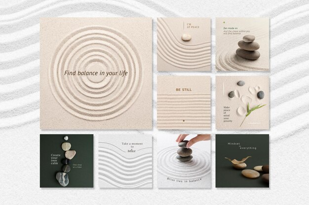 PSD meditation wellness template psd minimal social media post set