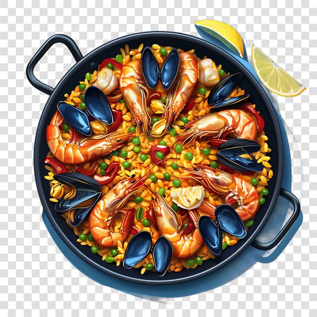 PSD a mediterranean style seafood paella sizzling in a pan mediterranean food life style authentic livin