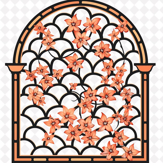 PSD mediterranean style trellis made from terracotta arched desi outline natural decorative design