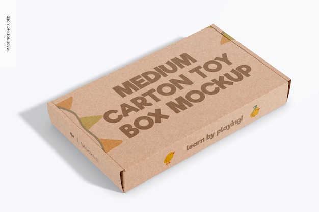 Medium Carton Toy Box Mockup Perspective