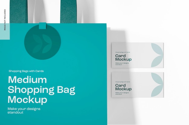 Medium Shopping Bag with Cards Mockup, Close Up