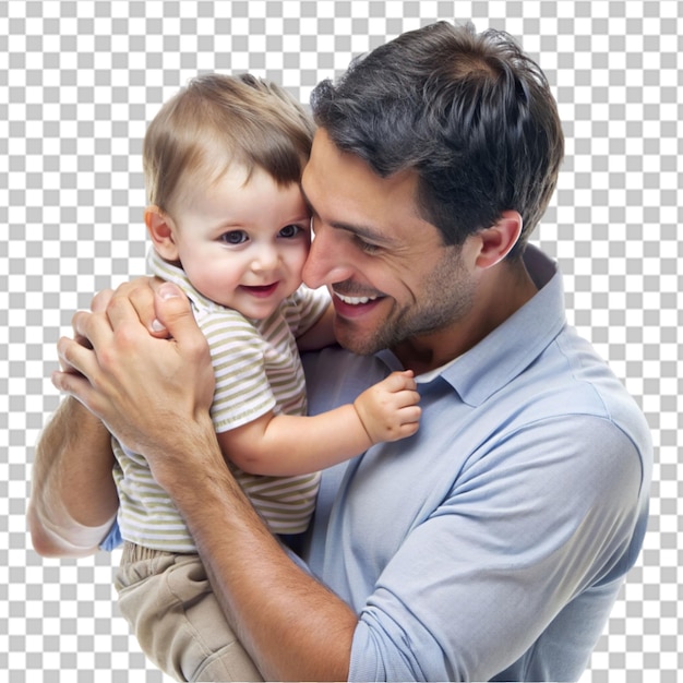 Medium shot happy father holding kid