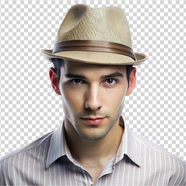 PSD a medium shot of a person wearing a stylish fedora isolated on white background