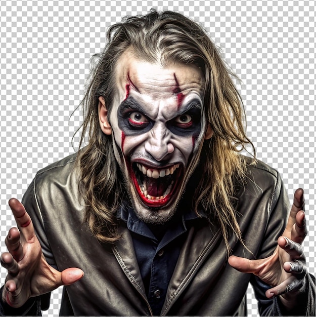 PSD medium shot scary character posing png