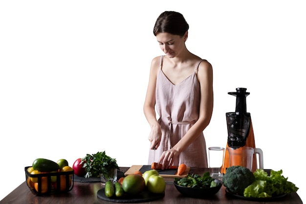 Medium shot woman with healthy food