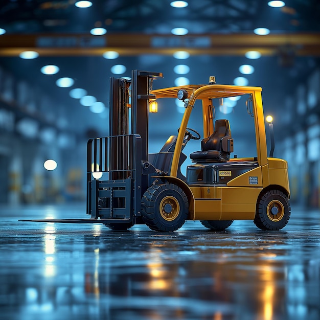 Medium size forklift inside a warehouse E commerce Concept Logistics Concept