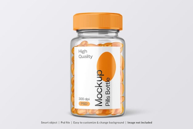 Medium Size Transparent Fish Oil Capsule Mockup