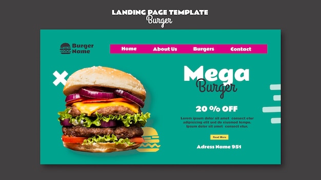 PSD mega burger landing page web template