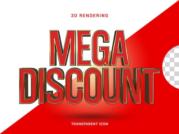 Mega Discount 3D rendering Icon for composition