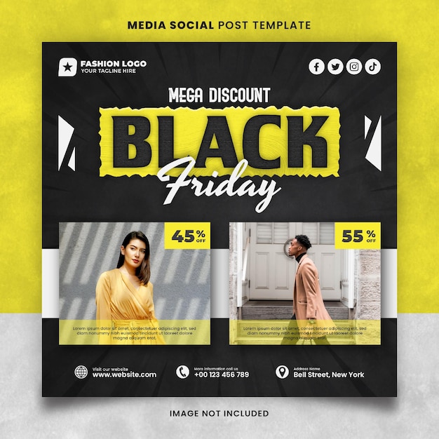 Mega Discount Black Friday Sale Media Social Post Template