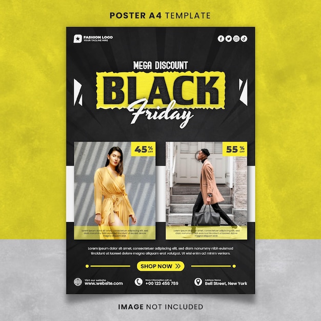 Mega Discount Black Friday Sale Poster or Banner Template Ready to print