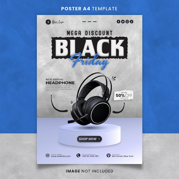 Mega Discount Black Friday Sale Poster or Banner Template Ready to print