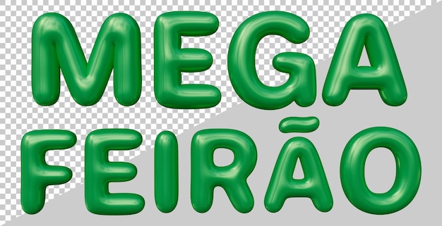 Mega fair text in brazilian portuguese with 3d modern style