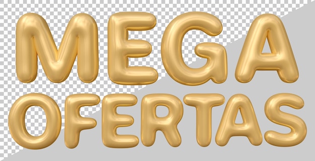 Mega offers text in brazilian portuguese with 3d modern style