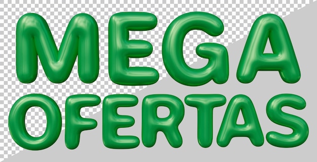 Mega offers text in brazilian portuguese with 3d modern style