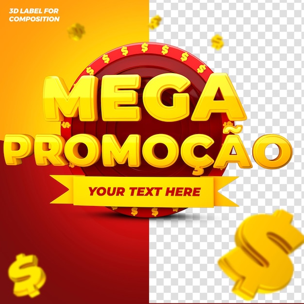 mega promo 3d render for brazilian campaign