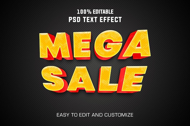 Mega Sale 3D Text Effect With Black Background