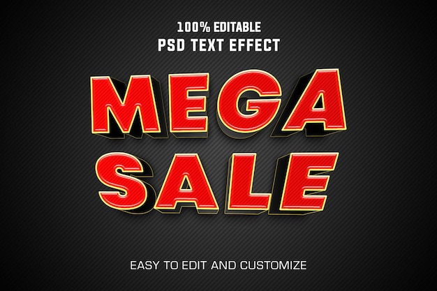 Mega Sale 3D Text Effect With Black Background