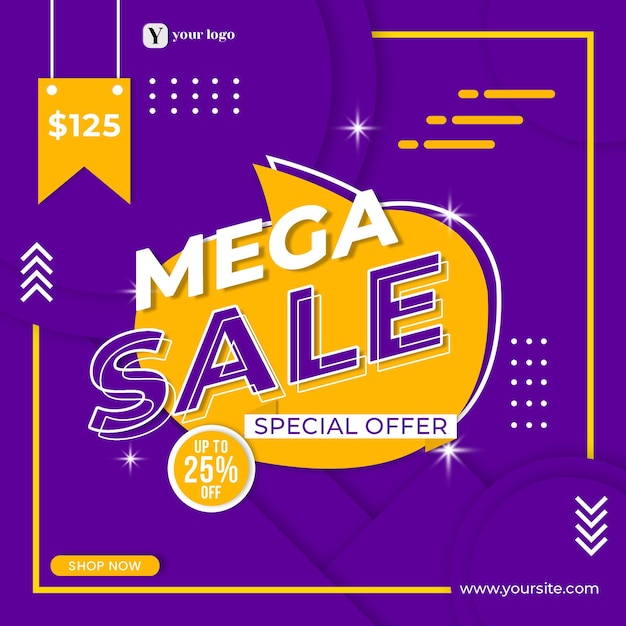 Mega sale banner template promotion