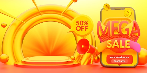 Mega sale discount banner promotion template