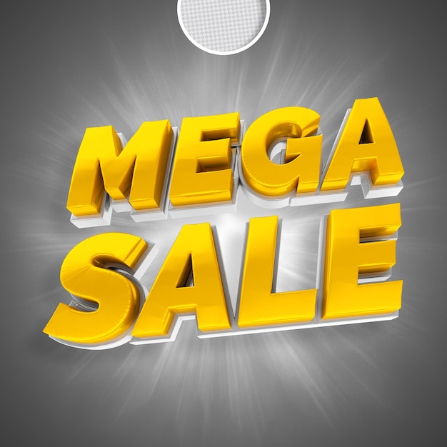 mega sale gold text 3d rendering