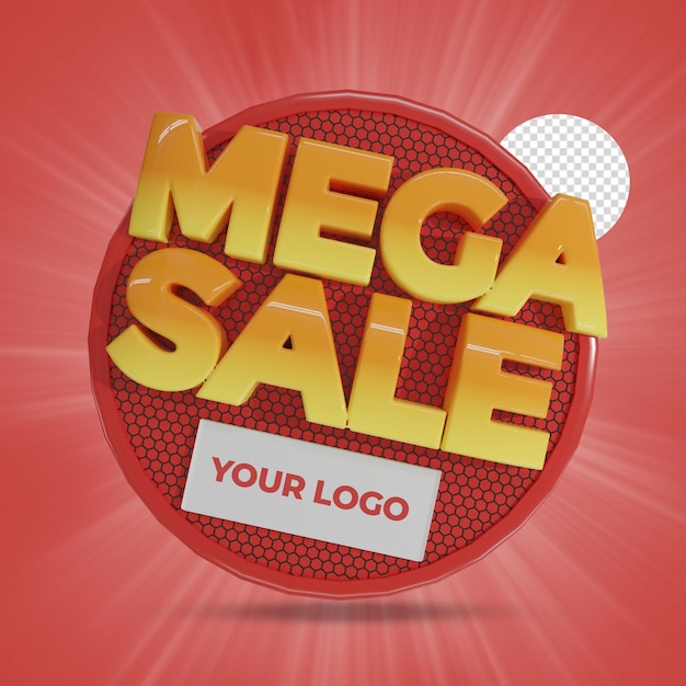 Mega Sale label 3d render