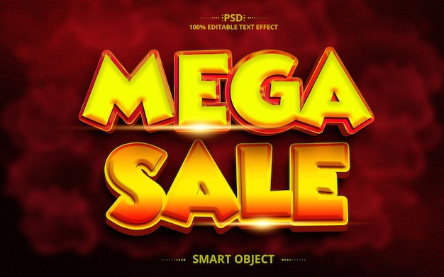 Mega Sale luxury best 3D text effect design