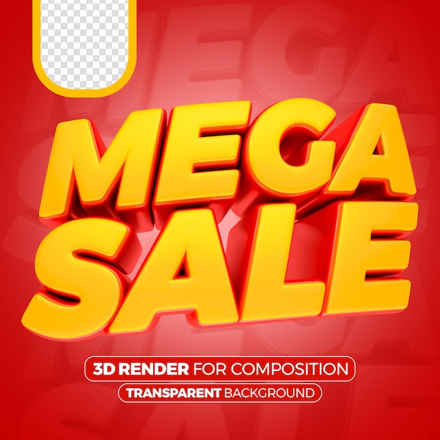 PSD mega sale for red and yellow 2 promotion