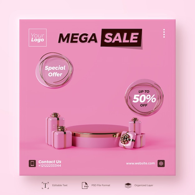 Mega sale social media post template