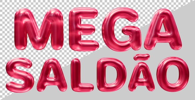 Mega sale text in brazilian portuguese with 3d modern style