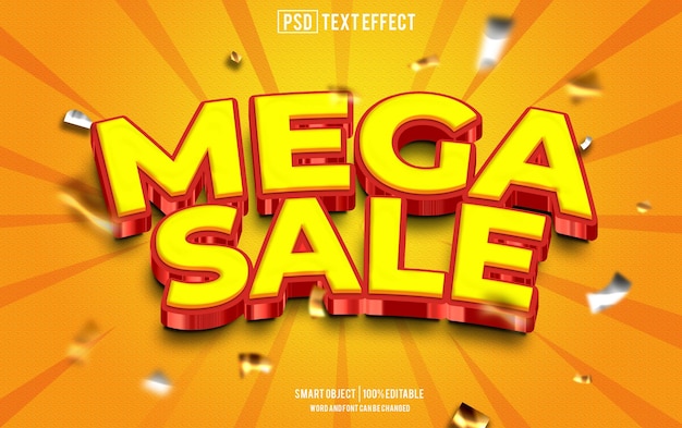 mega sale text effect font editable typography 3d text mockup template