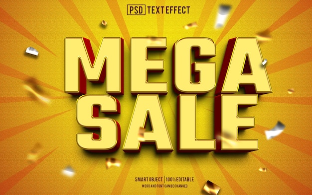 mega sale text effect font editable typography 3d text mockup template