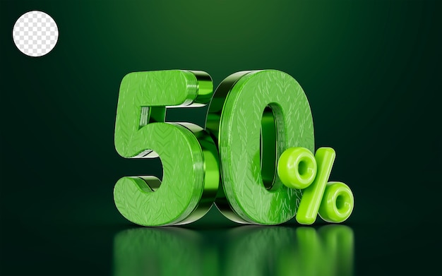 mega sell offer 50 percent discount green color with black 3d render concept for big shopping