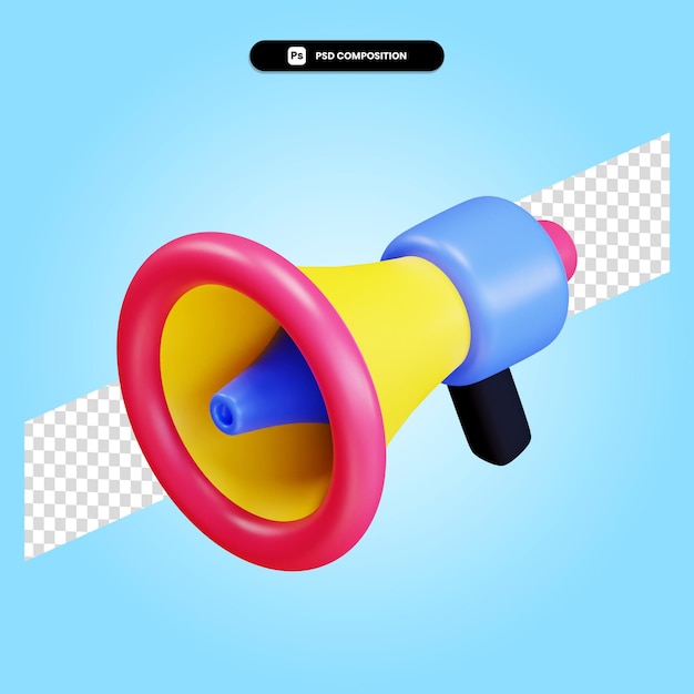 Megaphone 3d render illustration isolated