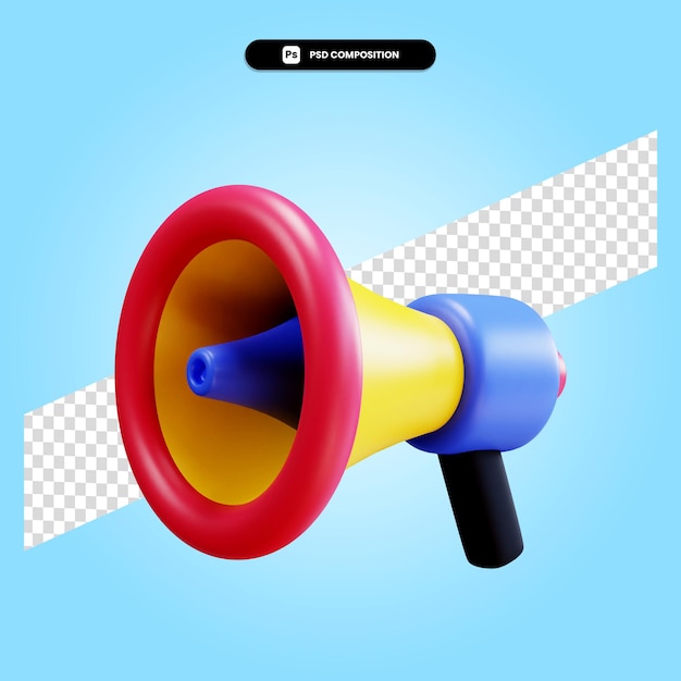 Megaphone 3d render illustration isolated