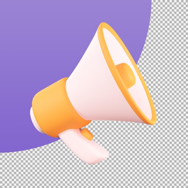 Megaphone announcement product promotion alert 3d illustration with clipping path