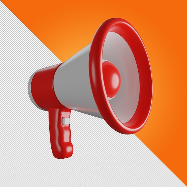 Megaphone red and white Red and white horn Loudspeaker icon Isolated Loudspeaker 3d illustration 3D render