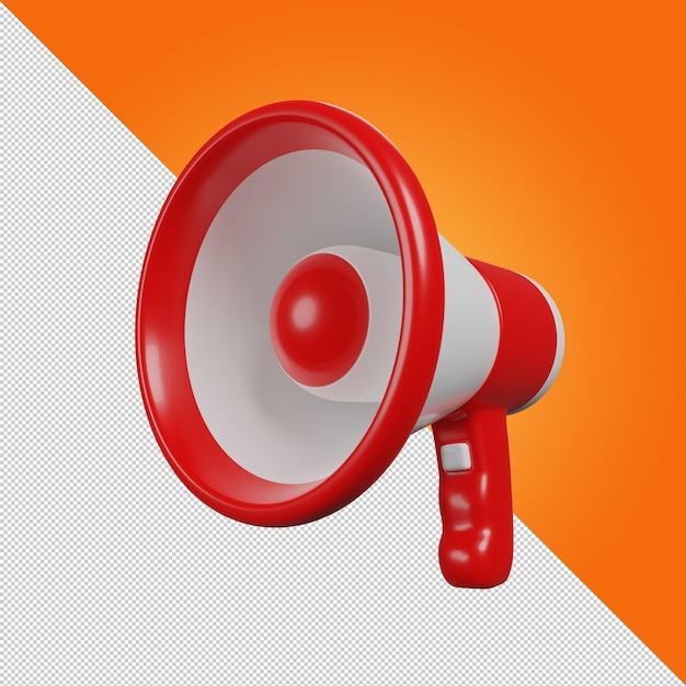 Megaphone red and white Red and white horn Loudspeaker icon Isolated Loudspeaker 3d illustration 3D render