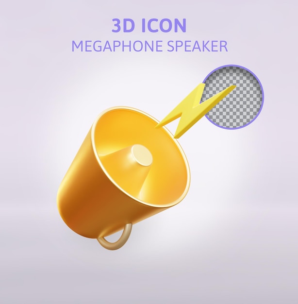 Megaphone speaker 3d rendering illustration