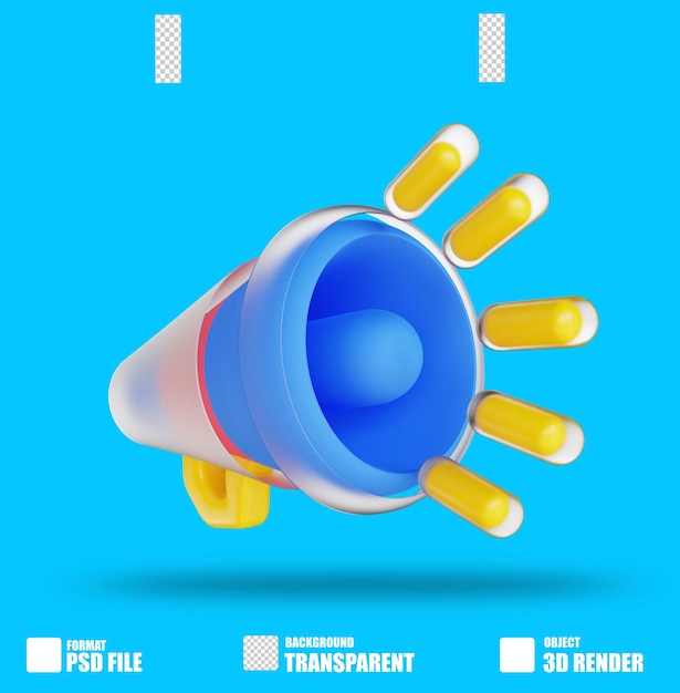 Megaphone with 3d illustration