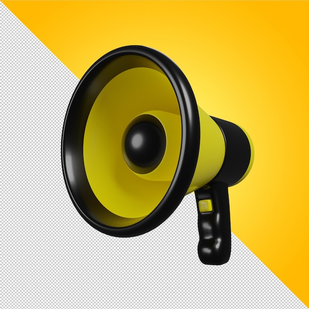 Megaphone yellow and black Yellow black horn Loudspeaker icon Isolated Loudspeaker 3d illustration 3D render