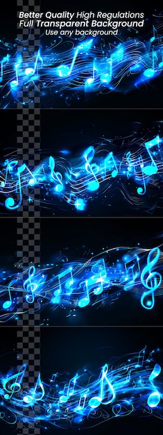 PSD melodic bliss music notes on soft blue background with transparent background