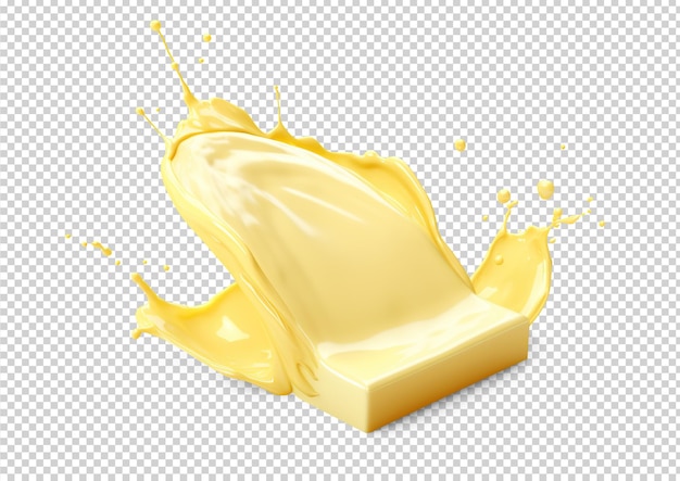 PSD melted butter splash cut out on transparent