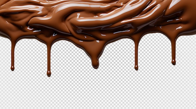 melted chocolate isolated on transparent backgroundgenerative ai