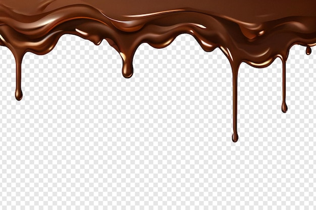 PSD melted dripping chocolate at the top on transparent background